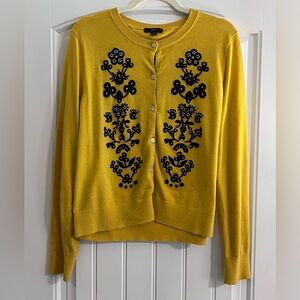 Ornamented yellow mustard cardigan
